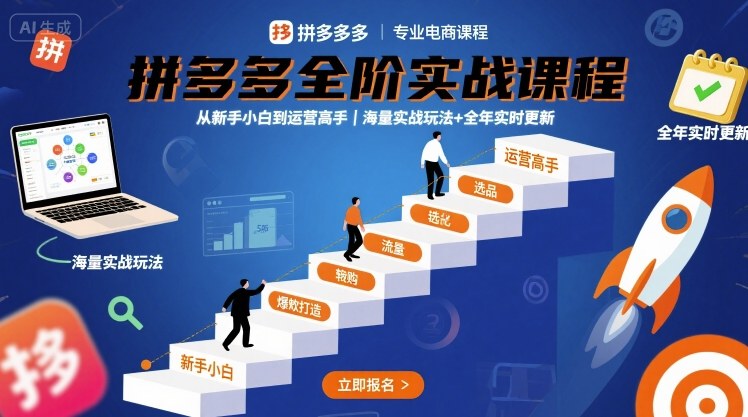 拼多多全阶实战课程，从新手小白到运营高手，海量实战玩法+全年实时更新【2025年10月更新】-润格副业网-每天分享热门副业赚钱项目