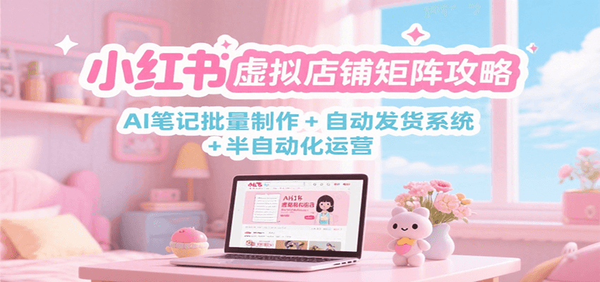 小红书虚拟店铺矩阵攻略：AI笔记批量制作 + 自动发货系统 + 半自动化运营-润格副业网-每天分享热门副业赚钱项目