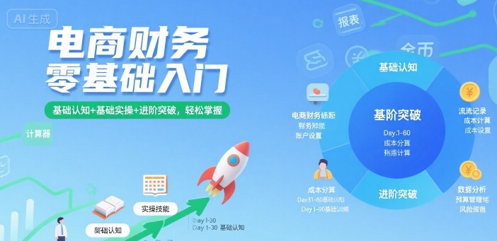 电商财务零基础入门,基础认知+基础实操+进阶突破,轻松掌握-润格副业网-每天分享热门副业赚钱项目