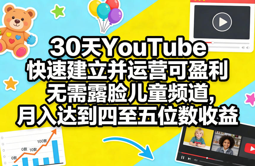 30天YouTube快速建立并运营可盈利无需露脸儿童频道，月入达到四至五位数收益-润格副业网-每天分享热门副业赚钱项目