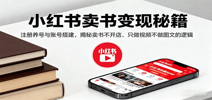 小红书卖书变现秘籍，注册养号与账号搭建，揭秘卖书不开店、只做视频不做图文的逻辑-润格副业网-每天分享热门副业赚钱项目