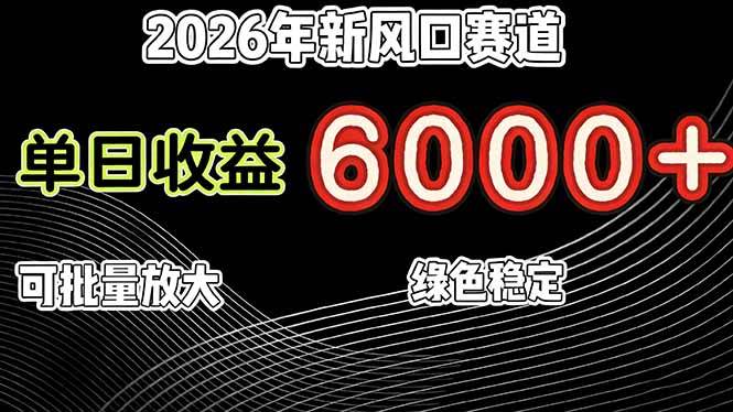 （17135期）2026年新风口赛道，当日6000+以上，可批量放大，月收入20万+，长期绿色稳定的项目-润格副业网-每天分享热门副业赚钱项目