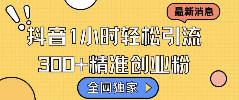 全网独家抖音引流,轻松日引300+精准创业粉【揭秘】-润格副业网-每天分享热门副业赚钱项目