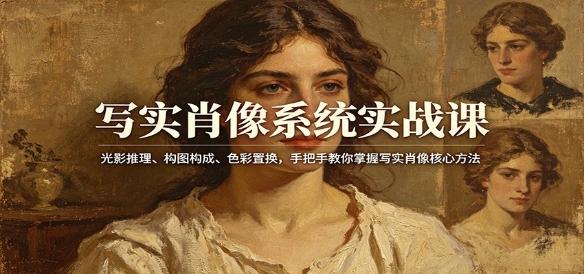 写实肖像系统实战课：光影推理、构图构成、色彩置换，手把手教你掌握写实肖像核心方法-润格副业网-每天分享热门副业赚钱项目