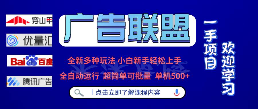 (13258期)广告联盟 全新多种玩法 单机500+ 全自动运行 可批量运行-润格副业网-每天分享热门副业赚钱项目