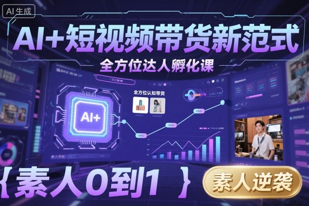 AI+短视频带货新范式全方位达人孵化课，素人也可以从0到1，全方位认知短视频带货-润格副业网-每天分享热门副业赚钱项目