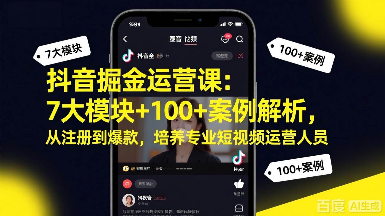 （17573期）抖音掘金运营课：7大模块+100+案例解析，从注册到爆款，培养专业短视频运营人员-润格副业网-每天分享热门副业赚钱项目