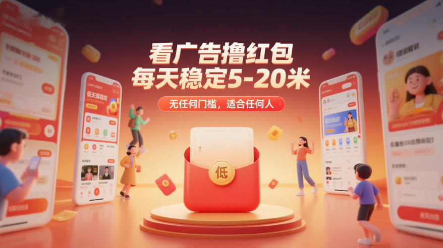 看广告撸红包,每天稳定5-20米,无任何门槛,适合任何人 看广告撸红包,每天稳定5-20米,无任何门槛,适合任何人