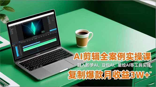 （16770期）AI剪辑全案例实操课，融入即梦AI、豆包AI、星绘AI等工具实操，复制爆款月收益3W+-润格副业网-每天分享热门副业赚钱项目