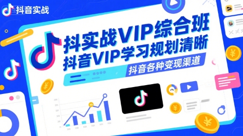 抖音实战VIP综合班,抖音VIP学习规划请晰抖音各种变现渠道-润格副业网-每天分享热门副业赚钱项目