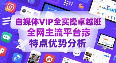 自媒体VIP全实操卓越班，全网主流平台特点优势分析-润格副业网-每天分享热门副业赚钱项目