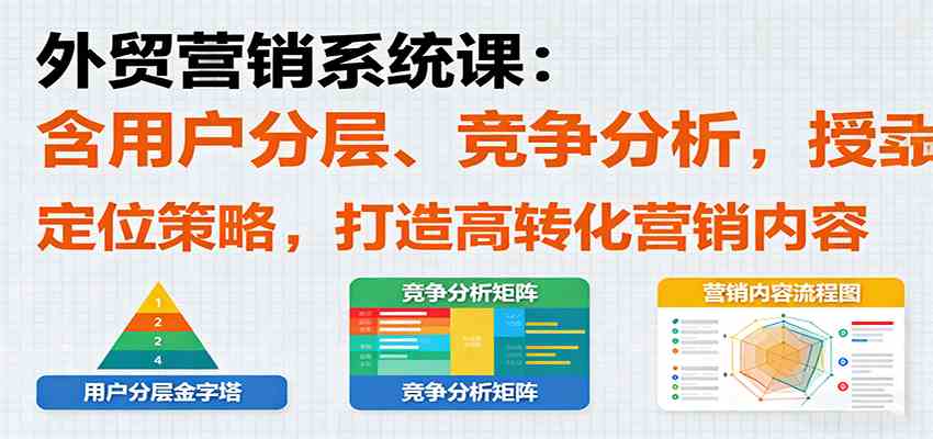 外贸营销系统课：含用户分层、竞争分析，授卖品、定位策略，打造高转化营销内容-润格副业网-每天分享热门副业赚钱项目