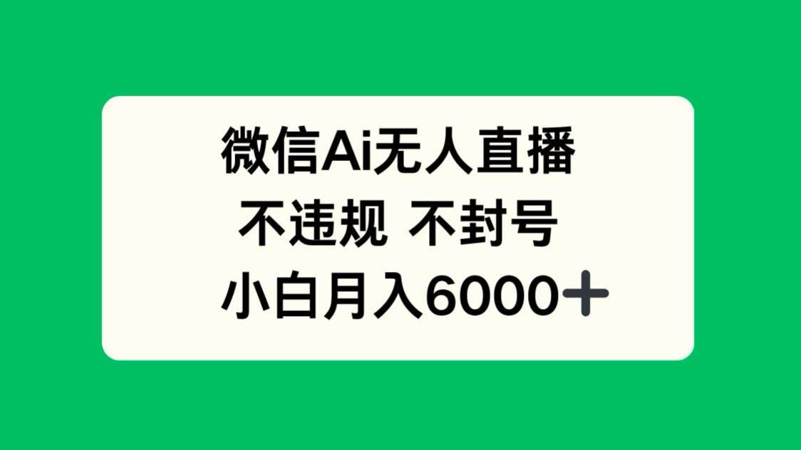 (14733期)微信AI无人直播,不违规 不封号 ,小白月入6000+-润格副业网-每天分享热门副业赚钱项目