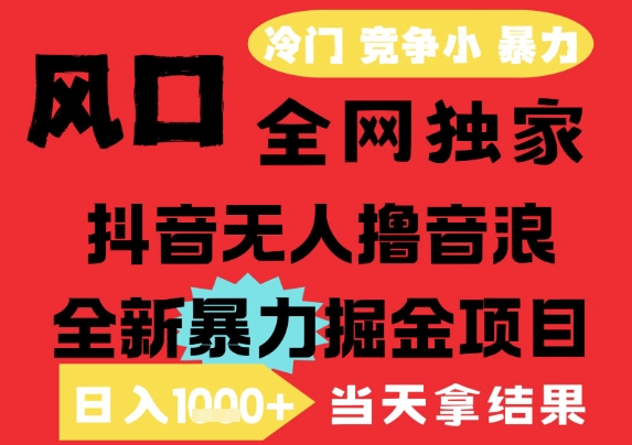 25年6月高爆抖音无人直播最新撸音浪掘金项目，解放双手小白可做，无脑日入1k+，门槛低【揭秘】-润格副业网-每天分享热门副业赚钱项目