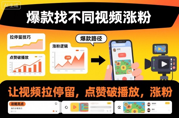 爆款找不同视频涨粉，让视频拉停留，实现点赞，破播放，涨粉-润格副业网-每天分享热门副业赚钱项目