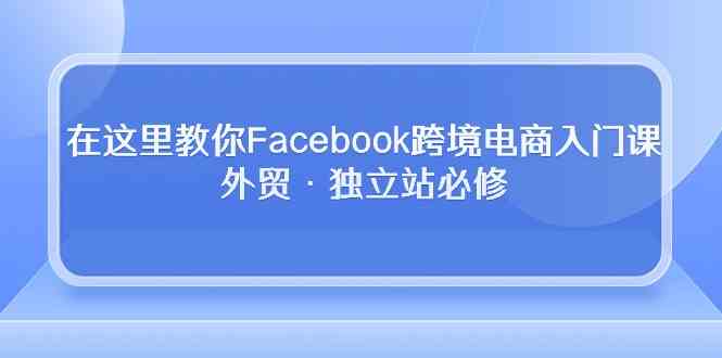 在这里教你Facebook跨境电商入门课,外贸·独立站必修(19节课)-润格副业网-每天分享热门副业赚钱项目