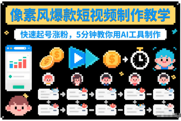 像素风爆款短视频制作教学,快速起号涨粉,5分钟教你用AI工具制作 像素风爆款短视频制作教学,快速起号涨粉,5分钟教你用AI工具制作
