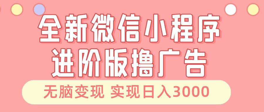 (13197期)全新微信小程序进阶版撸广告 无脑变现睡后也有收入 日入3000+-润格副业网-每天分享热门副业赚钱项目