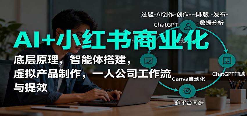 AI+小红书商业化，底层原理，智能体搭建，虚拟产品制作，一人公司工作流与提效-润格副业网-每天分享热门副业赚钱项目