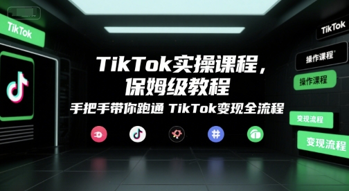 TikTok实操课程，保姆级教程，手把手带你跑通TikTok变现全流程-润格副业网-每天分享热门副业赚钱项目