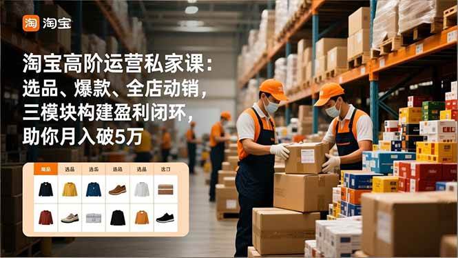 (16934期)淘宝高阶运营私家课:选品、爆款、全店动销,三模块构建盈利闭环,助你月入破5万(更新12月)-润格副业网-每天分享热门副业赚钱项目