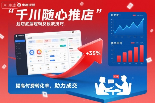 千川随心推起店底层逻辑及投放技巧，提高付费转化率，助力成交-润格副业网-每天分享热门副业赚钱项目
