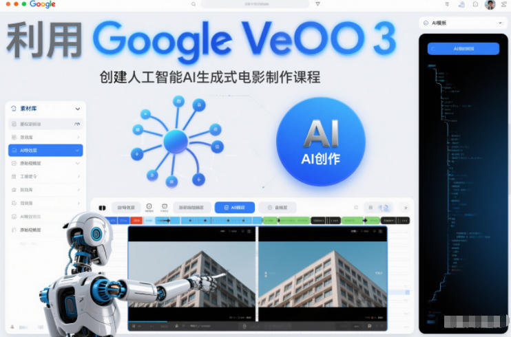 利l用Google Veo 3创建人工智能AI生成式电影制作课程,使用人工智能的力量创建令人惊叹的视频-润格副业网-每天分享热门副业赚钱项目