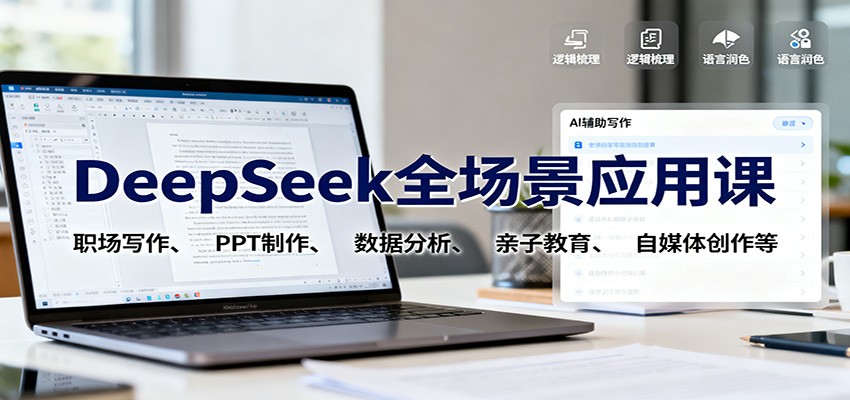 DeepSeek全场景应用课：职场写作、 PPT制作、数据分析、亲子教育、自媒体创作等-润格副业网-每天分享热门副业赚钱项目