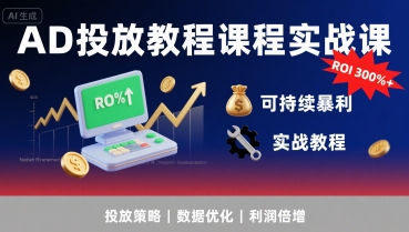 AD投放教程课程实战课,实现广告ROI300%+可持续暴利-润格副业网-每天分享热门副业赚钱项目