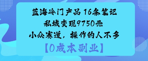 蓝海冷门产品:16条笔记私域变现9750米小众赛道,操作的人不多-润格副业网-每天分享热门副业赚钱项目