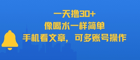 一天撸30+,像喝水一样简单,手机看文章,可多账号操作-润格副业网-每天分享热门副业赚钱项目