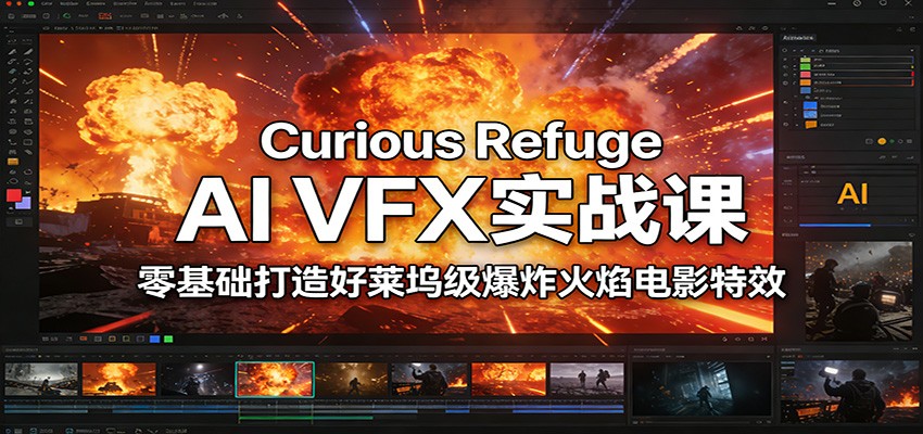 Curious Refuge AI VFX实战课，零基础打造好莱坞级爆炸火焰电影特效-润格副业网-每天分享热门副业赚钱项目