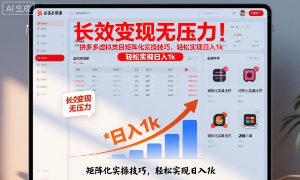 长效变现无压力！拼多多虚拟类目矩阵化实操技巧，轻松实现日入1k【揭秘】-润格副业网-每天分享热门副业赚钱项目