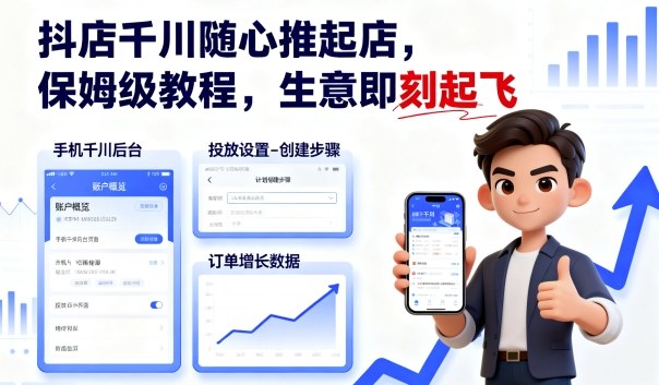 抖店千川随心推起店,保姆级教程,生意即刻起飞-润格副业网-每天分享热门副业赚钱项目