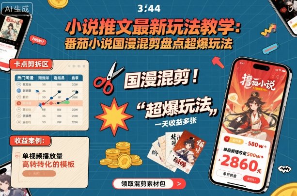 小说推文最新玩法教学,番茄小说国漫混剪盘点超爆玩法,全程干货,一天收益多张-润格副业网-每天分享热门副业赚钱项目