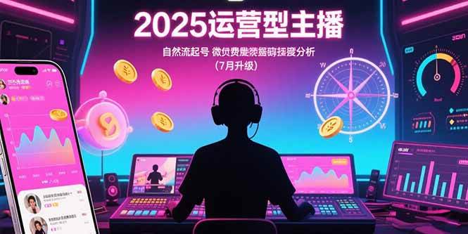 (15508期)2025运营型主播:自然流起号,微付费投放技巧,罗盘数据深度解析(7月更新)-润格副业网-每天分享热门副业赚钱项目