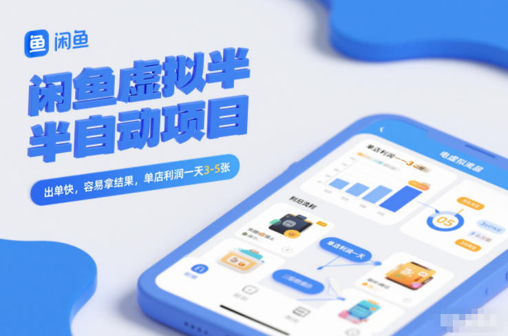 闲鱼虚拟半自动项目，出单快，容易拿结果，单店利润一天3-5张-润格副业网-每天分享热门副业赚钱项目