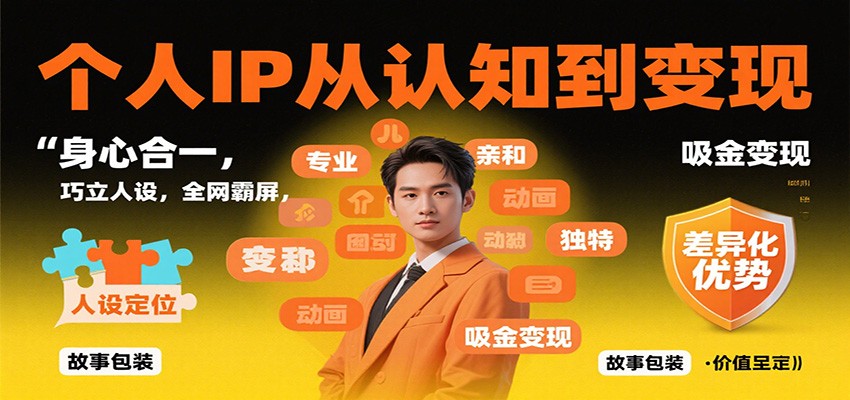 个人IP从认知到变现，身心合一，巧立人设，全网霸屏，吸金变现-润格副业网-每天分享热门副业赚钱项目