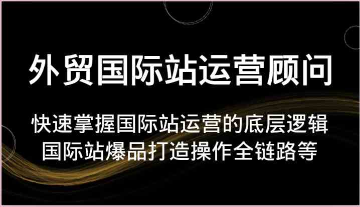 外贸国际站运营顾问-快速掌握国际站运营的底层逻辑，国际站爆品打造操作全链路等-润格副业网-每天分享热门副业赚钱项目