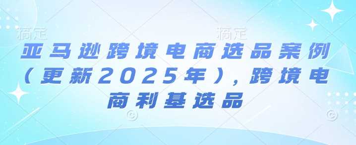 亚马逊跨境电商选品案例(更新2025年)，跨境电商利基选品-润格副业网-每天分享热门副业赚钱项目