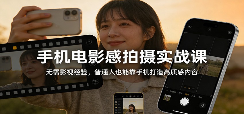 手机电影感拍摄实战课：无需影视经验，普通人也能靠手机打造高质感内容-润格副业网-每天分享热门副业赚钱项目