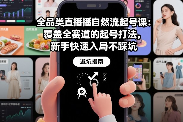 全品类直播自然流起号课：覆盖全赛道的起号打法，新手快速入局不踩坑-润格副业网-每天分享热门副业赚钱项目