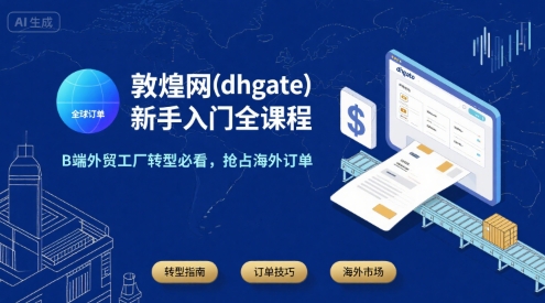 敦煌网(dhgate)新手入门全课程,B端外贸工厂转型必看,抢占海外订单-润格副业网-每天分享热门副业赚钱项目