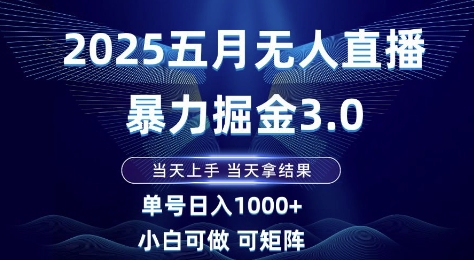 2025五月无人直播暴力掘金3.0,当天上手,当天拿结果,单号日入1k+小白可做可矩阵【揭秘】-润格副业网-每天分享热门副业赚钱项目