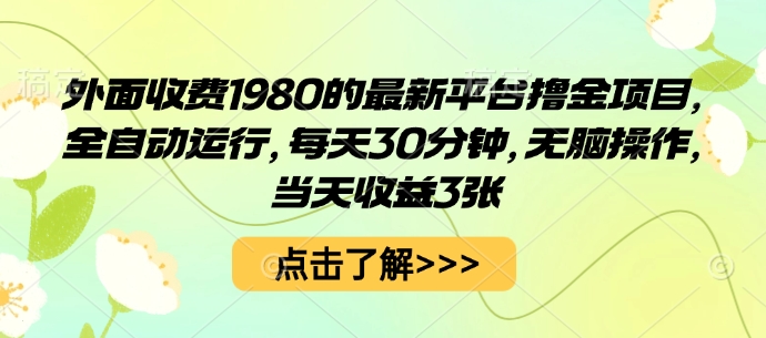 外面收费1980的最新平台撸金项目,全自动运行,每天30分钟,无脑操作,当天收益3张【揭秘】-润格副业网-每天分享热门副业赚钱项目