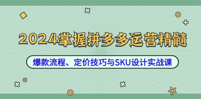 (12703期)2024掌握拼多多运营精髓:爆款流程、定价技巧与SKU设计实战课-润格副业网-每天分享热门副业赚钱项目