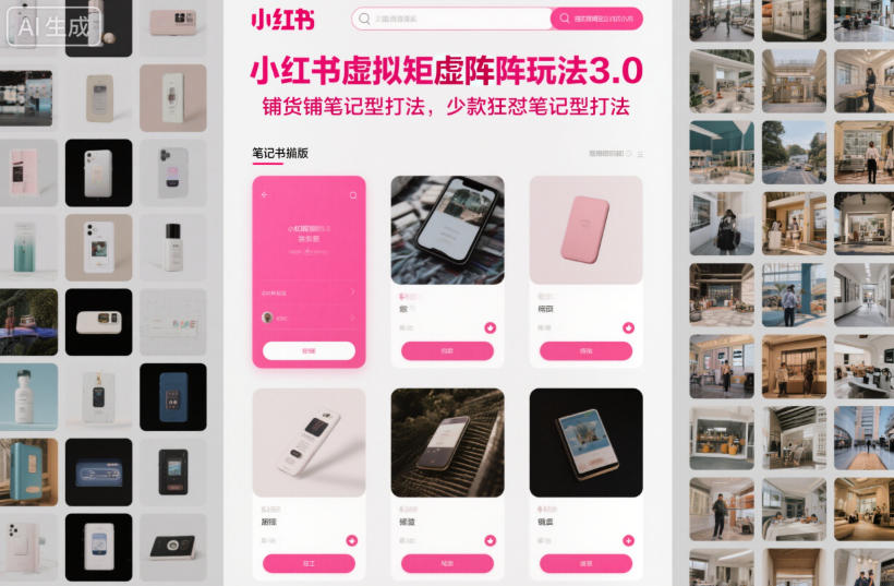 小红书虚拟矩阵玩法3.0，铺货铺笔记型打法，少款狂怼笔记型打法-润格副业网-每天分享热门副业赚钱项目