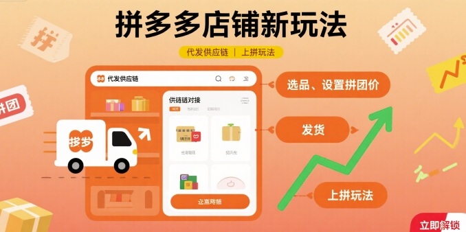 拼多多店铺新玩法,代发供应链上拼玩法-润格副业网-每天分享热门副业赚钱项目