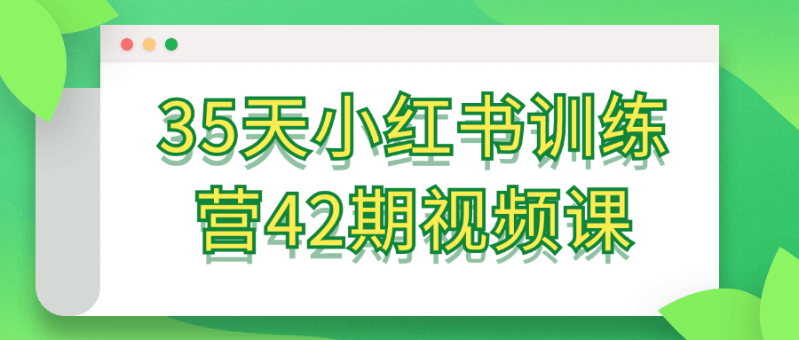 35天小红书训练营42期视频课-润格副业网-每天分享热门副业赚钱项目