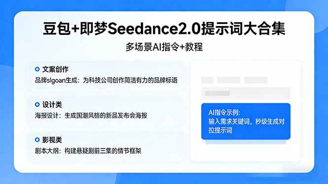 （17935期）豆包+即梦Seedance2.0提示词大合集：多场景AI指令+教程，解锁文案、设计、影视高效创作-润格副业网-每天分享热门副业赚钱项目
